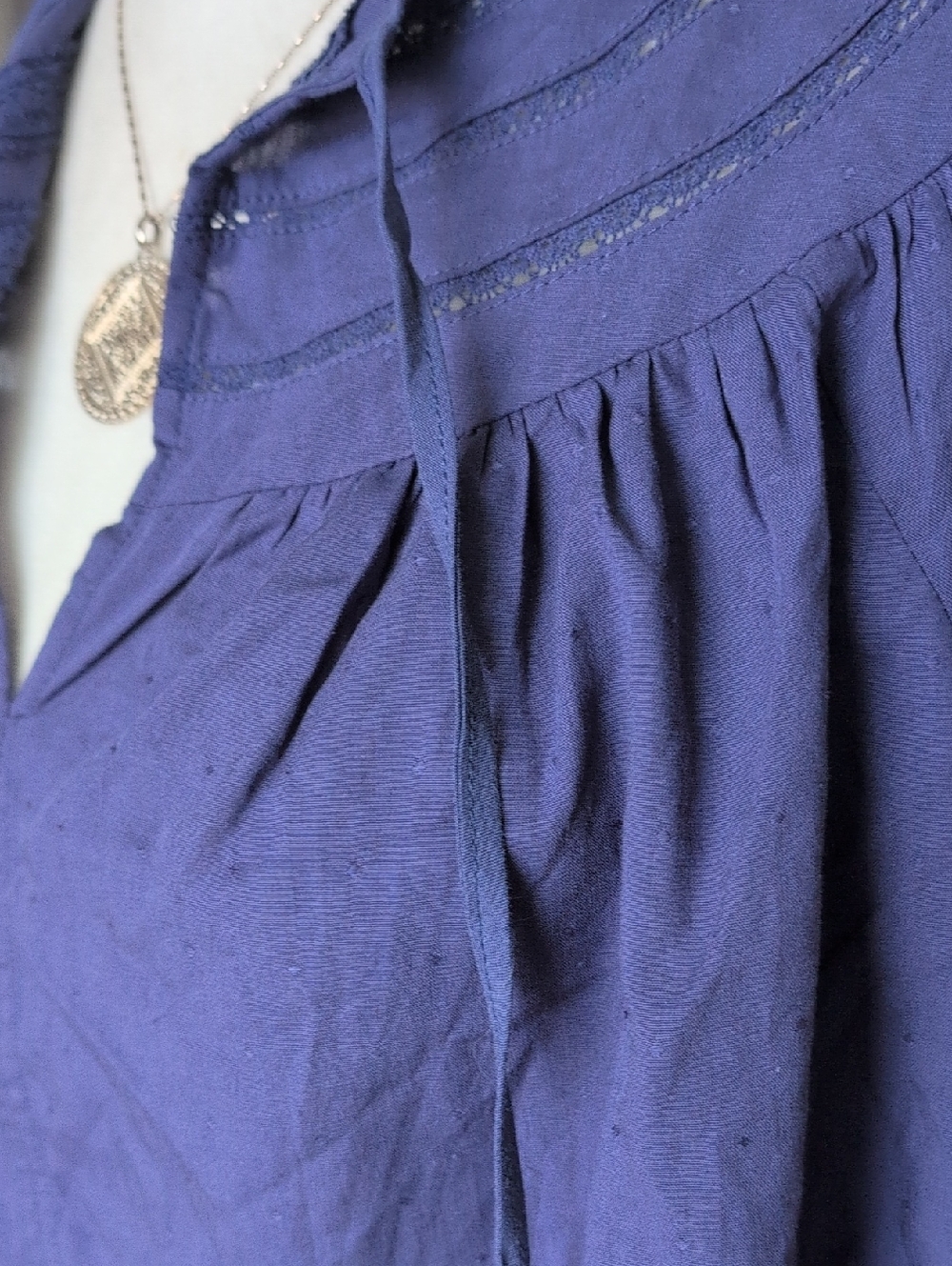 NWT Universal Thread Blue Crochet-Trim Peasant Blouse - Picture 9 of 9
